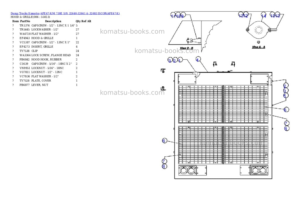 Komatsu afe47-k/m 730e s/n 32640-32641 & 32683 iscor Parts catalog cover Page 3
