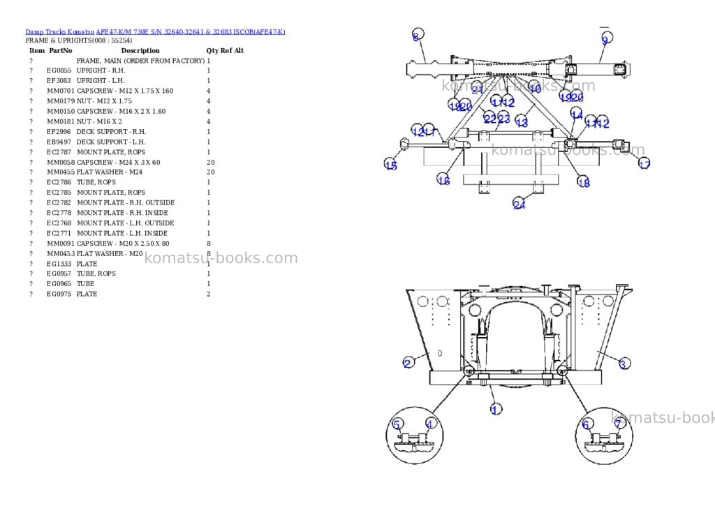 Komatsu afe47-k/m 730e s/n 32640-32641 & 32683 iscor Parts catalog cover Page 4