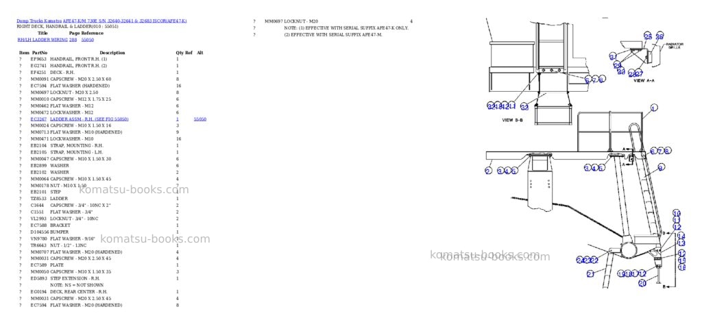 Komatsu afe47-k/m 730e s/n 32640-32641 & 32683 iscor Parts catalog cover Page 5