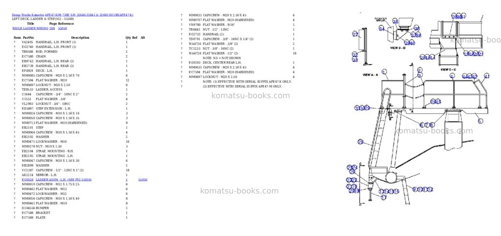 Komatsu afe47-k/m 730e s/n 32640-32641 & 32683 iscor Parts catalog cover Page 6