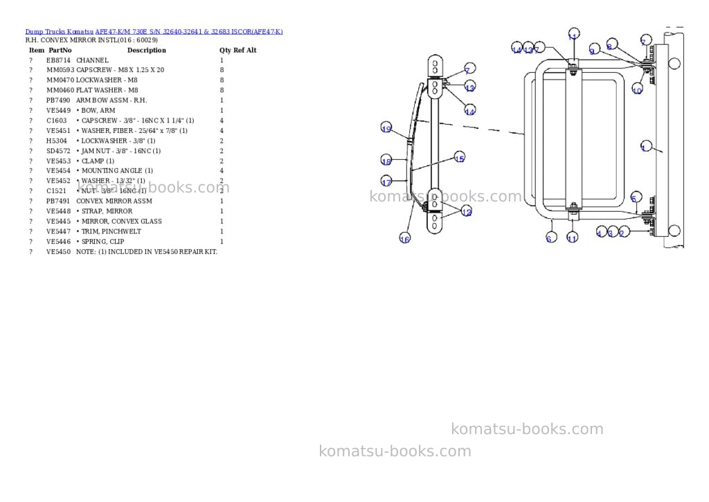 Komatsu afe47-k/m 730e s/n 32640-32641 & 32683 iscor Parts catalog cover Page 7