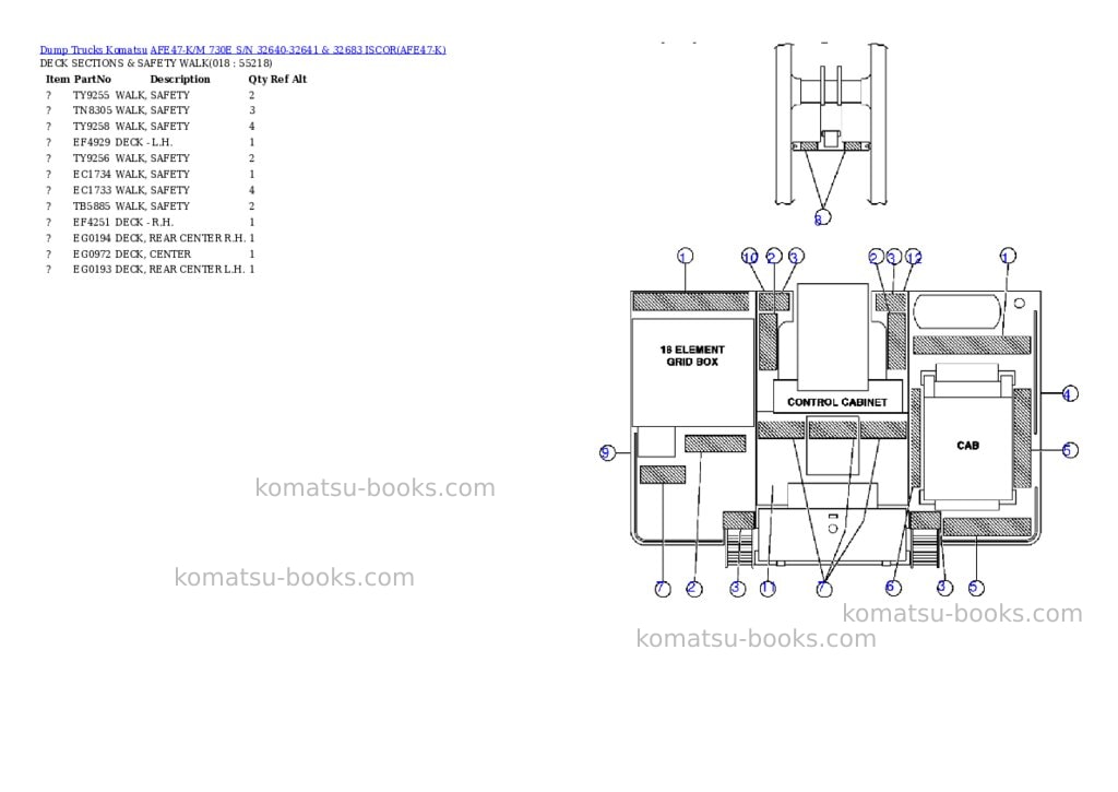 Komatsu afe47-k/m 730e s/n 32640-32641 & 32683 iscor Parts catalog cover Page 8