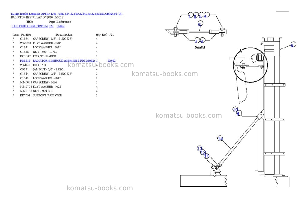 Komatsu afe47-k/m 730e s/n 32640-32641 & 32683 iscor Parts catalog cover Page 9