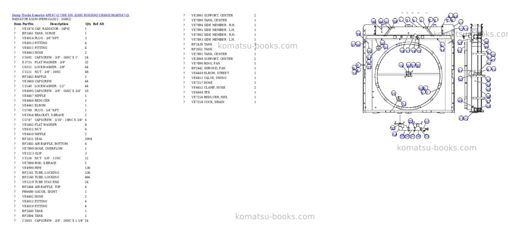 Komatsu afe47-q 730e s/n 32691 rossing uranium Parts catalog cover Page 10