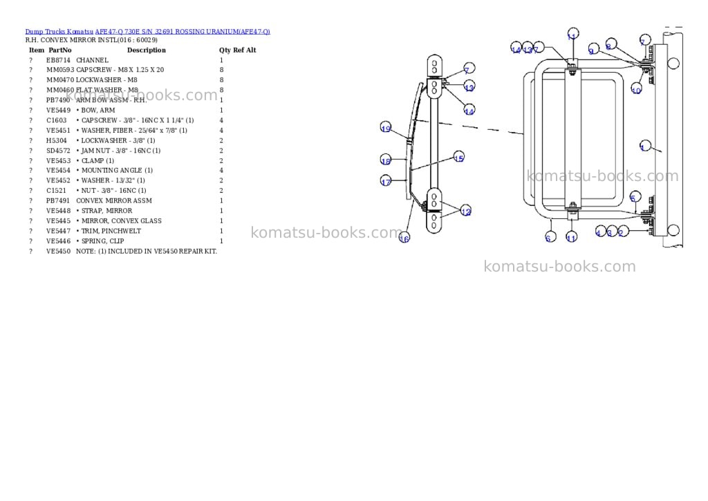 Komatsu afe47-q 730e s/n 32691 rossing uranium Parts catalog cover Page 7