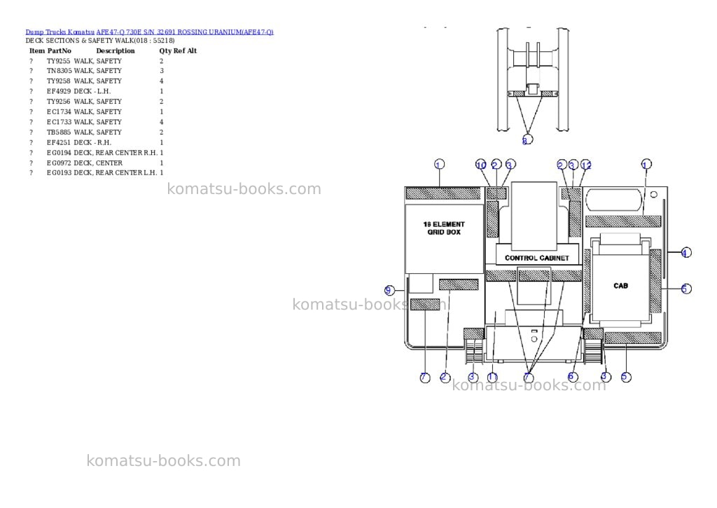 Komatsu afe47-q 730e s/n 32691 rossing uranium Parts catalog cover Page 8