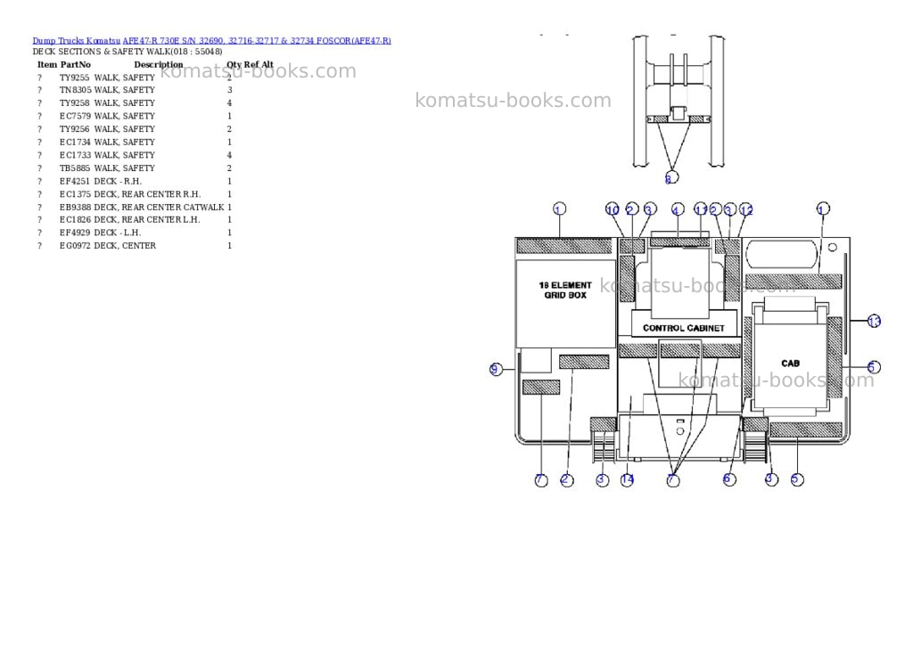 Komatsu afe47-r 730e s/n 32690, 32716-32717 & 32734 foscor Parts catalog cover Page 2