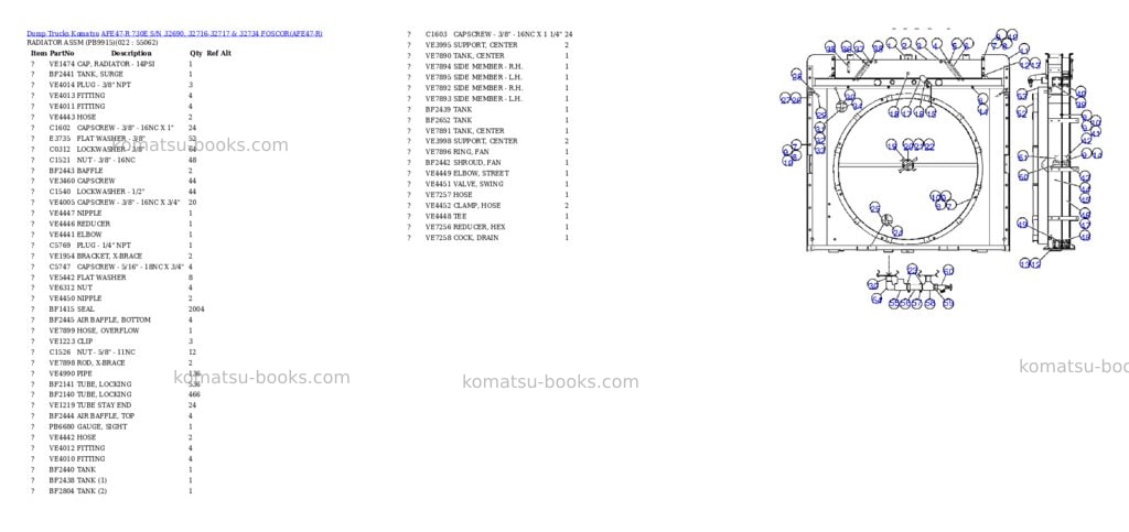Komatsu afe47-r 730e s/n 32690, 32716-32717 & 32734 foscor Parts catalog cover Page 4