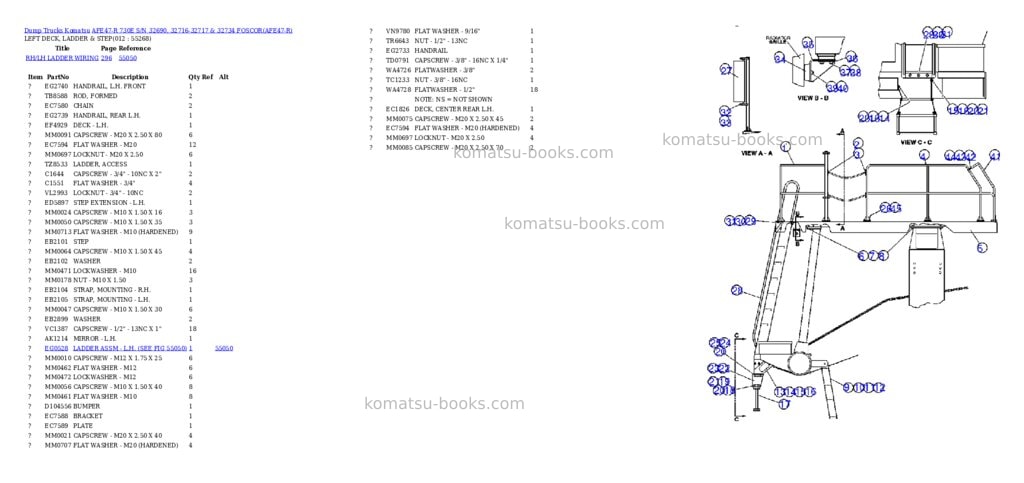 Komatsu afe47-r 730e s/n 32690, 32716-32717 & 32734 foscor Parts catalog cover Page 6