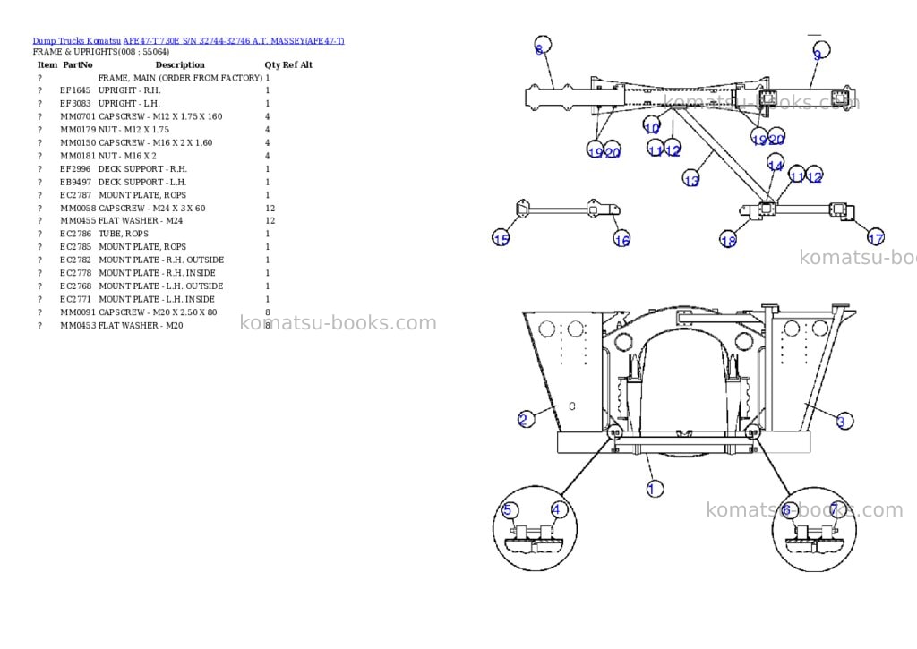 Komatsu afe47-t 730e s/n 32744-32746 a.t. massey Parts catalog cover Page 4 Komatsu afe47-t 730e s/n 32744-32746 a.t. massey Parts catalog cover Page 4