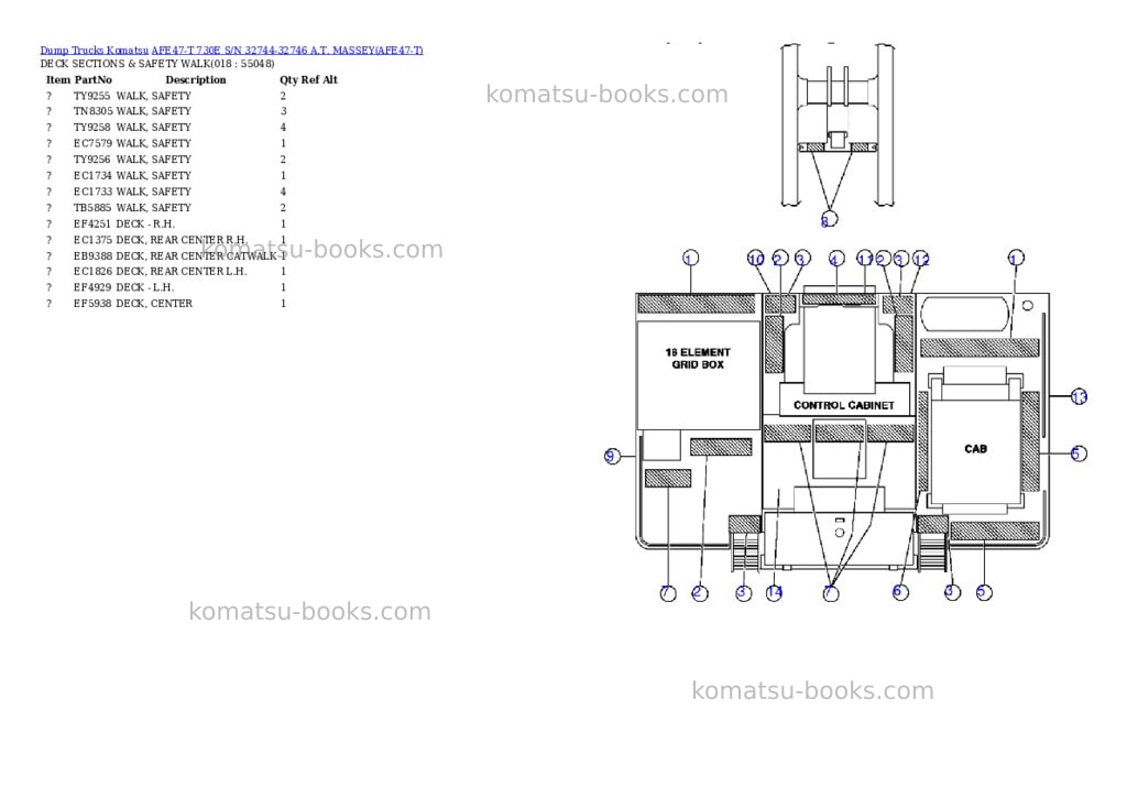 Komatsu afe47-t 730e s/n 32744-32746 a.t. massey Parts catalog cover Page 8 Komatsu afe47-t 730e s/n 32744-32746 a.t. massey Parts catalog cover Page 8