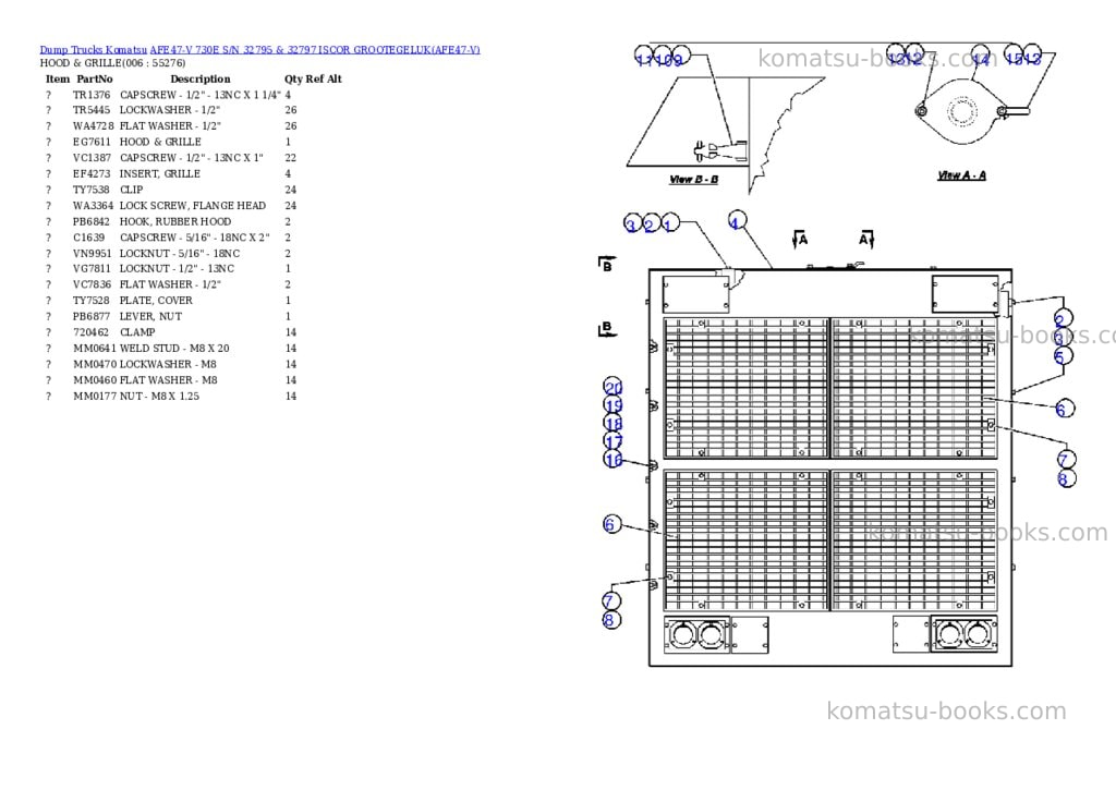 Komatsu afe47-v 730e s/n 32795 & 32797 iscor grootegeluk Parts catalog cover Page 3 Komatsu afe47-v 730e s/n 32795 & 32797 iscor grootegeluk Parts catalog cover Page 3