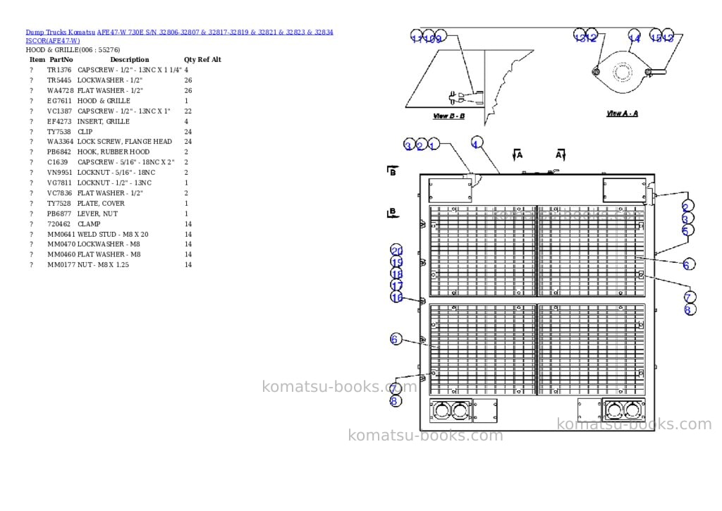 Komatsu afe47-w 730e s/n 32806-32807 & 32817-32819 & 32821 & 32823 & 32834 iscor Parts catalog cover Page 3 Komatsu afe47-w 730e s/n 32806-32807 & 32817-32819 & 32821 & 32823 & 32834 iscor Parts catalog cover Page 3