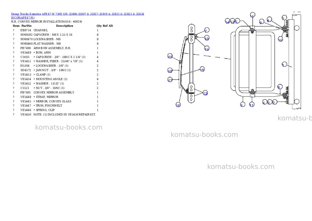 Komatsu afe47-w 730e s/n 32806-32807 & 32817-32819 & 32821 & 32823 & 32834 iscor Parts catalog cover Page 7 Komatsu afe47-w 730e s/n 32806-32807 & 32817-32819 & 32821 & 32823 & 32834 iscor Parts catalog cover Page 7