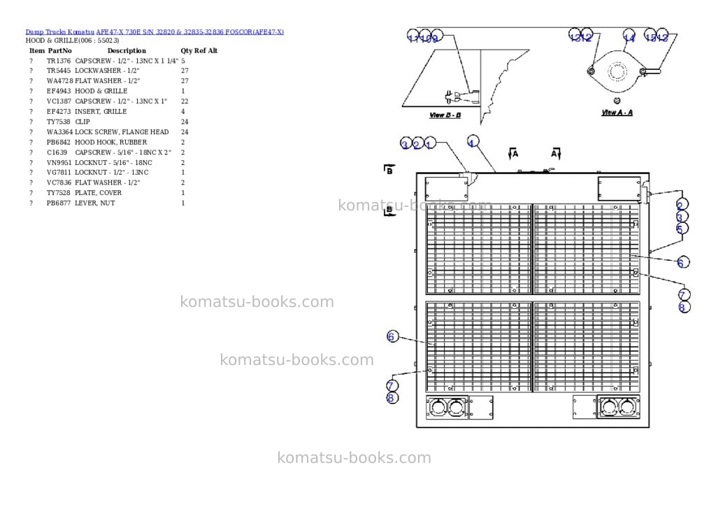 Komatsu afe47-x 730e s/n 32820 & 32835-32836 foscor Parts catalog cover Page 3 Komatsu afe47-x 730e s/n 32820 & 32835-32836 foscor Parts catalog cover Page 3