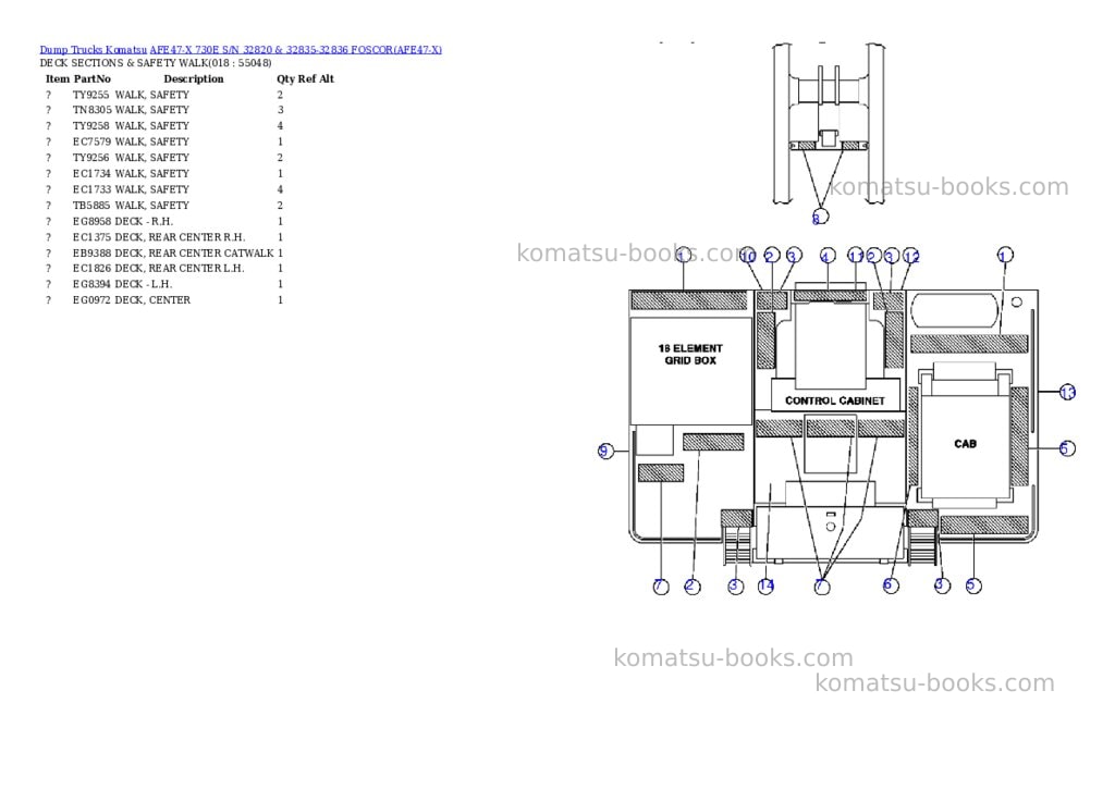 Komatsu afe47-x 730e s/n 32820 & 32835-32836 foscor Parts catalog cover Page 8 Komatsu afe47-x 730e s/n 32820 & 32835-32836 foscor Parts catalog cover Page 8