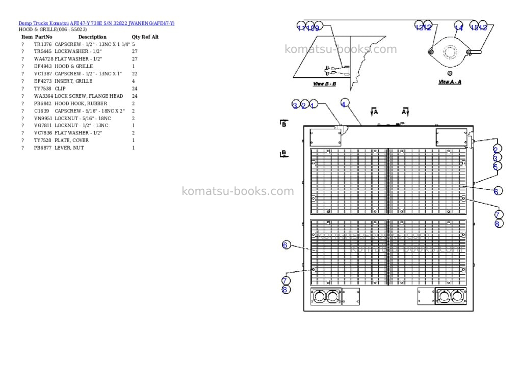 Komatsu afe47-y 730e s/n 32822 jwaneng Parts catalog cover Page 3 Komatsu afe47-y 730e s/n 32822 jwaneng Parts catalog cover Page 3