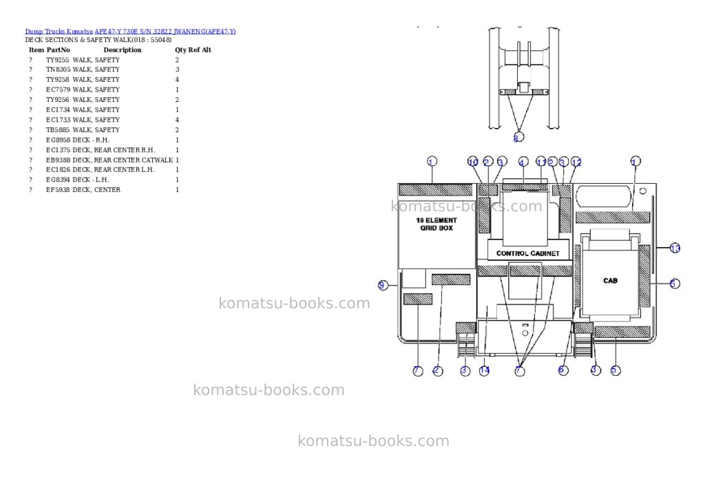 Komatsu afe47-y 730e s/n 32822 jwaneng Parts catalog cover Page 8 Komatsu afe47-y 730e s/n 32822 jwaneng Parts catalog cover Page 8