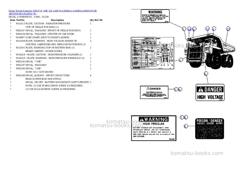 Komatsu afe47-z 730e s/n a30079-a30086 & a30088-a30089 iscor grootegeluk Parts catalog cover Page 2