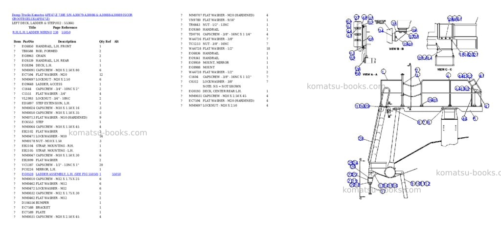Komatsu afe47-z 730e s/n a30079-a30086 & a30088-a30089 iscor grootegeluk Parts catalog cover Page 6