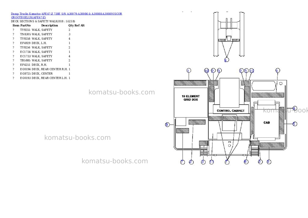 Komatsu afe47-z 730e s/n a30079-a30086 & a30088-a30089 iscor grootegeluk Parts catalog cover Page 8