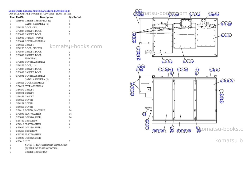 Komatsu afe48-2 a/c drive book Parts catalog cover