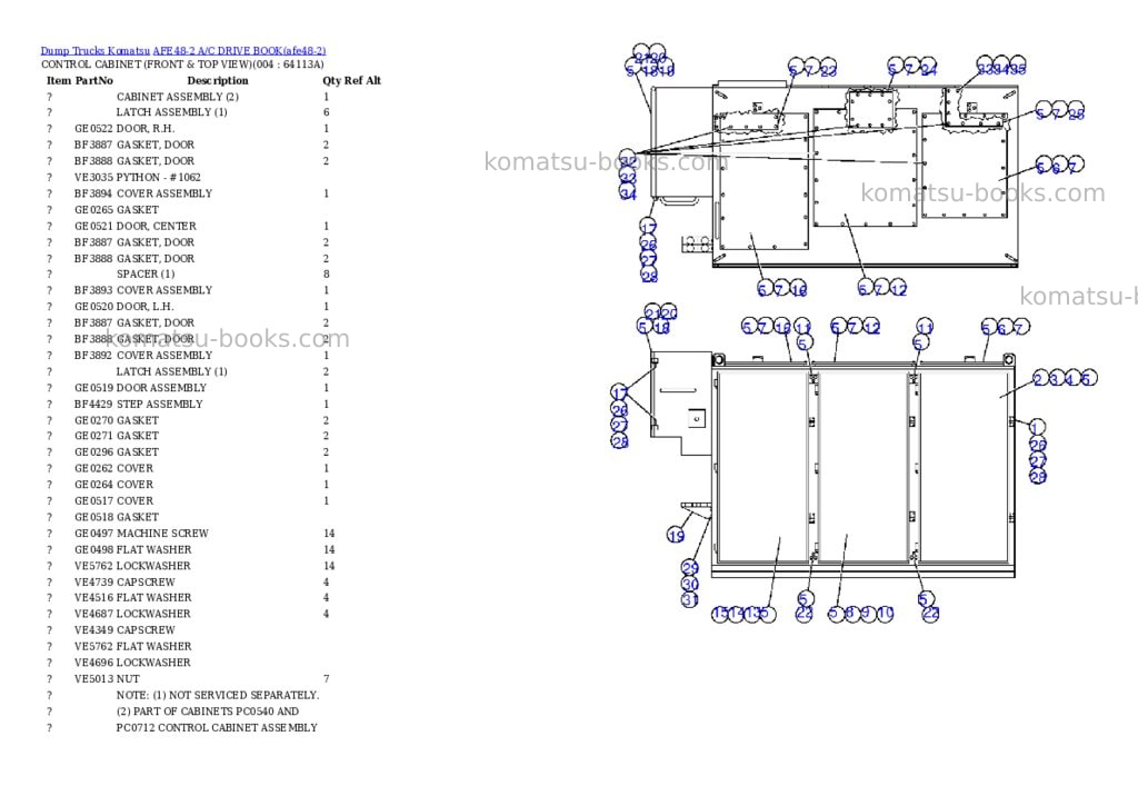 Komatsu afe48-2 a/c drive book Parts catalog cover Page 2