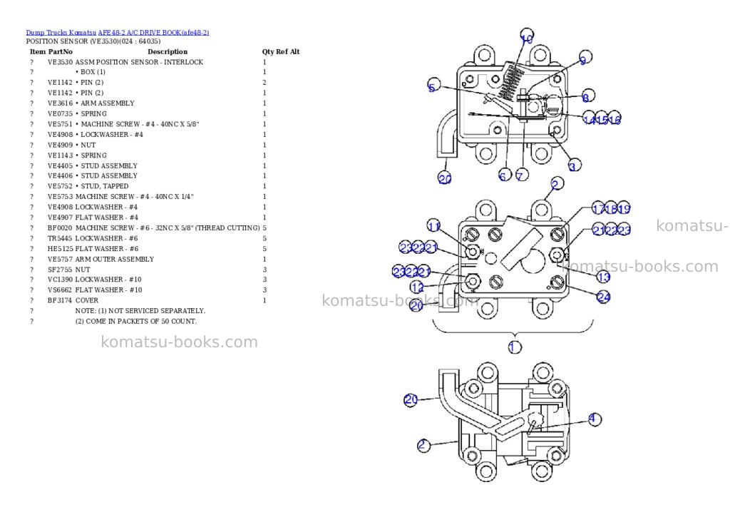 Komatsu afe48-2 a/c drive book Parts catalog cover Page 9