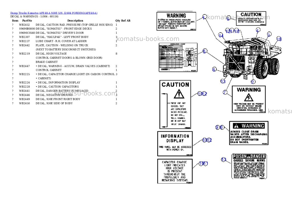 Komatsu afe48-a 930e s/n 32604 fording Parts catalog cover Page 2 Komatsu afe48-a 930e s/n 32604 fording Parts catalog cover Page 2