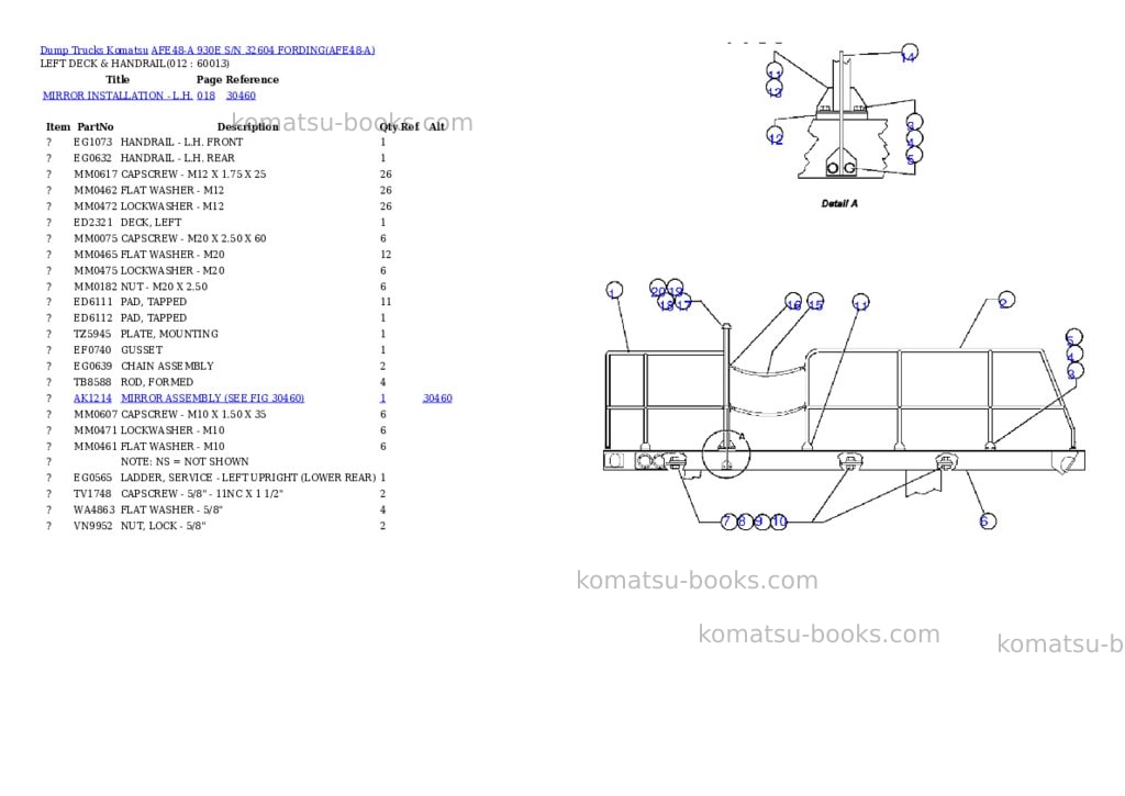 Komatsu afe48-a 930e s/n 32604 fording Parts catalog cover Page 6 Komatsu afe48-a 930e s/n 32604 fording Parts catalog cover Page 6