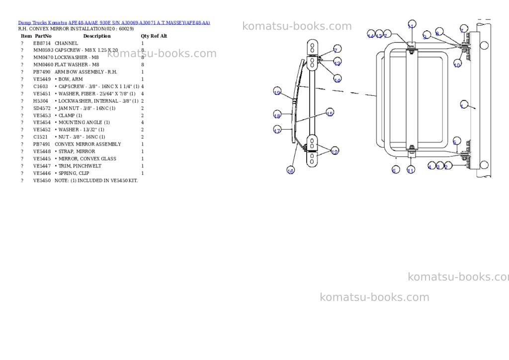 Komatsu afe48-aa/ae 930e s/n a30069-a30071 a.t.massey Parts catalog cover Page 10