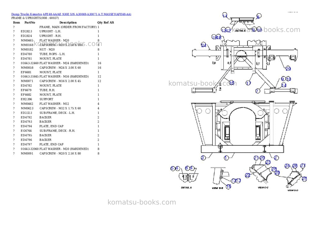 Komatsu afe48-aa/ae 930e s/n a30069-a30071 a.t.massey Parts catalog cover Page 4