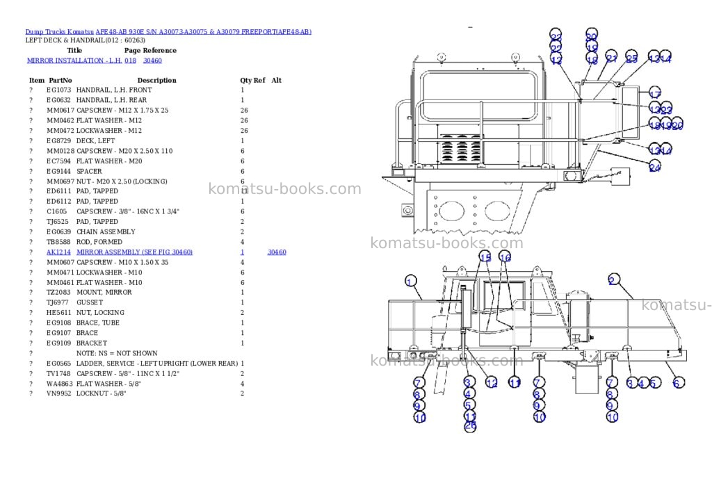 Komatsu afe48-ab 930e s/n a30073-a30075 & a30079 freeport Parts catalog cover Page 6