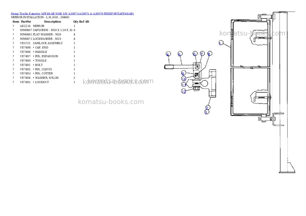 Komatsu afe48-ab 930e s/n a30073-a30075 & a30079 freeport Parts catalog cover Page 9