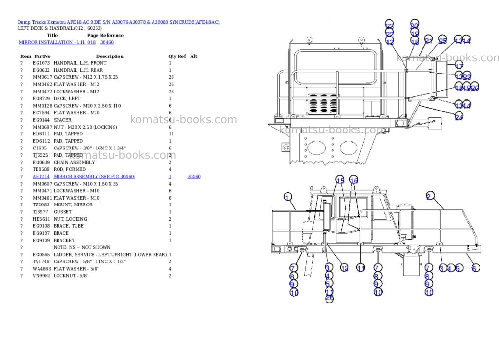 Komatsu afe48-ac 930e s/n a30076-a30078 & a30080 syncrude Parts catalog cover Page 6