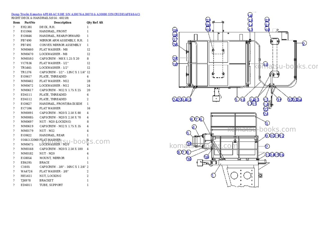 Komatsu afe48-ac 930e s/n a30076-a30078 & a30080 syncrude Parts catalog cover Page 7