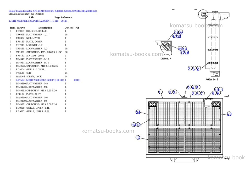 Komatsu afe48-ad 930e s/n a30083-a30085 syncrude Parts catalog cover Page 3