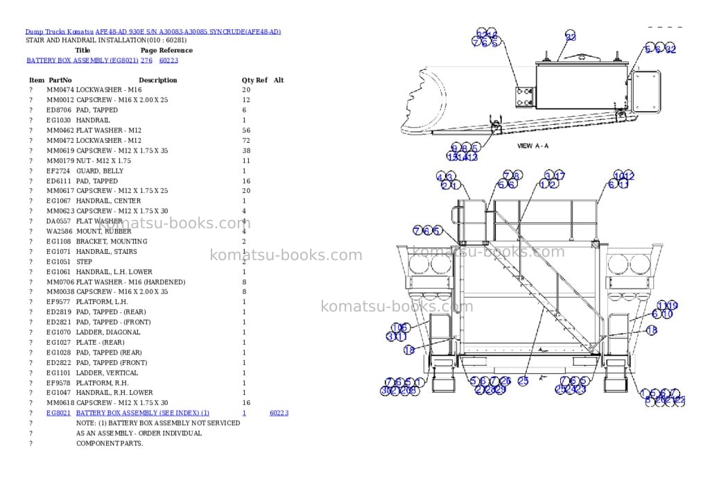 Komatsu afe48-ad 930e s/n a30083-a30085 syncrude Parts catalog cover Page 5