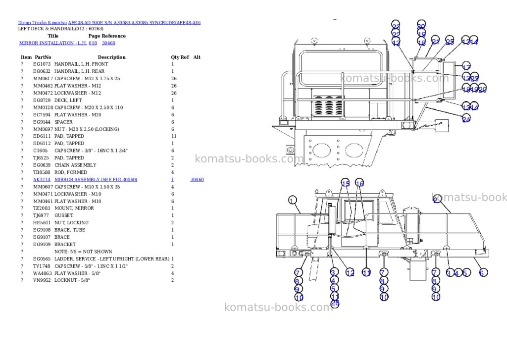 Komatsu afe48-ad 930e s/n a30083-a30085 syncrude Parts catalog cover Page 6