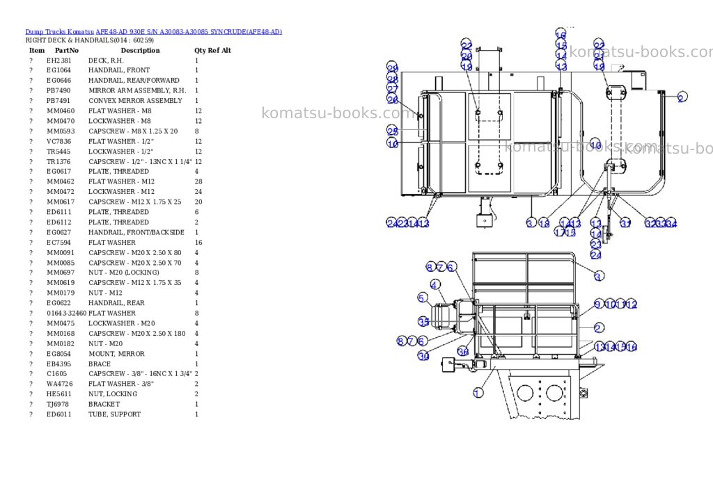 Komatsu afe48-ad 930e s/n a30083-a30085 syncrude Parts catalog cover Page 7