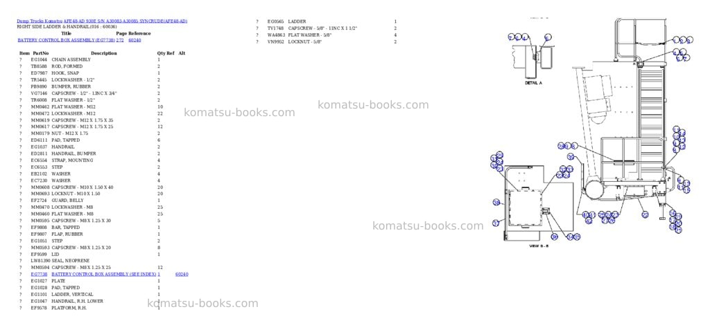 Komatsu afe48-ad 930e s/n a30083-a30085 syncrude Parts catalog cover Page 8