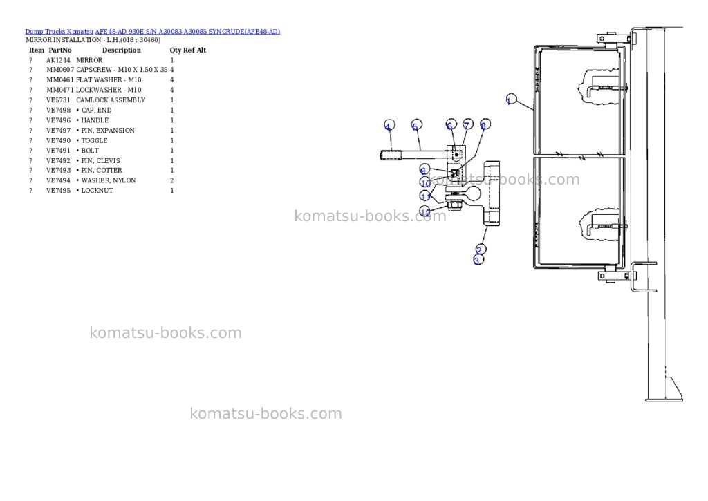 Komatsu afe48-ad 930e s/n a30083-a30085 syncrude Parts catalog cover Page 9