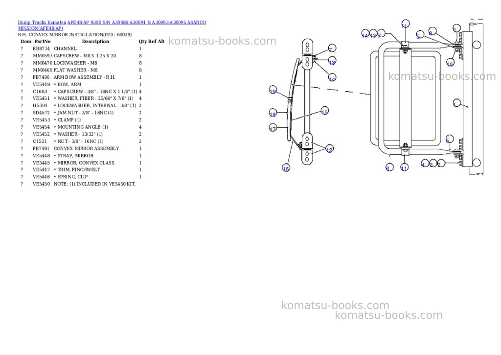 Komatsu afe48-af 930e s/n a30086-a30091 & a30093-a30095 asarco mission Parts catalog cover Page 10 Komatsu afe48-af 930e s/n a30086-a30091 & a30093-a30095 asarco mission Parts catalog cover Page 10