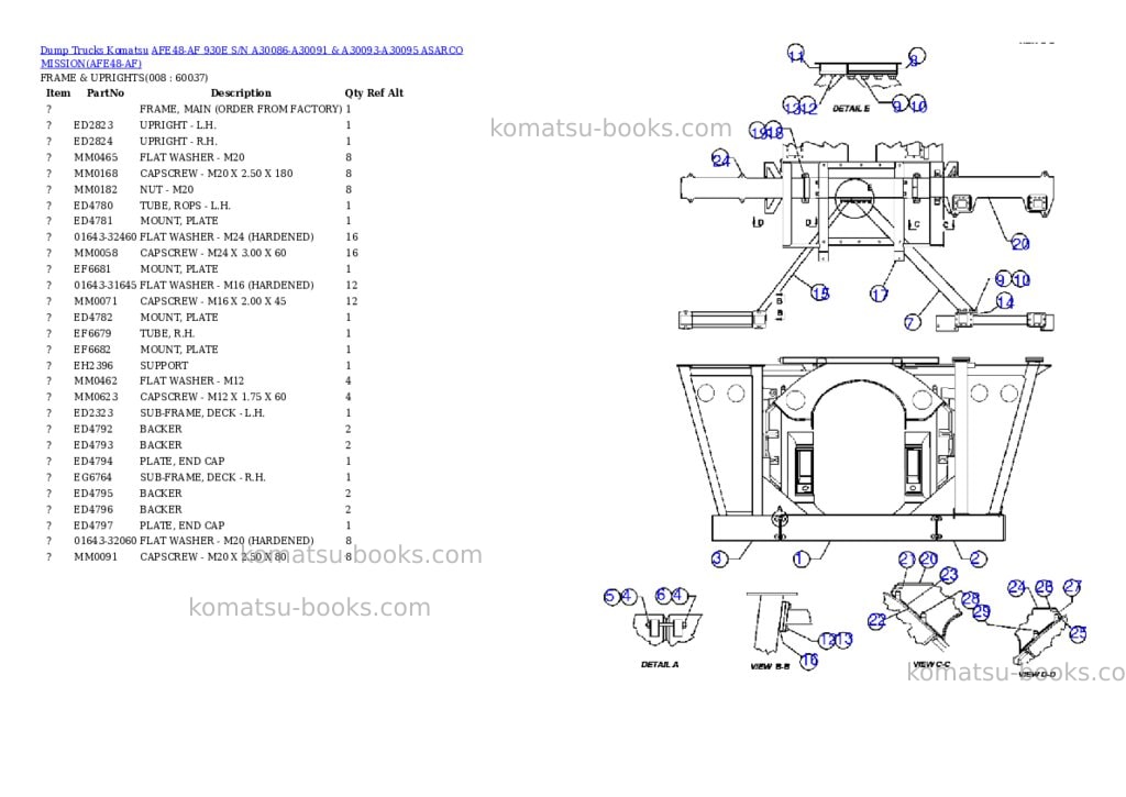 Komatsu afe48-af 930e s/n a30086-a30091 & a30093-a30095 asarco mission Parts catalog cover Page 4 Komatsu afe48-af 930e s/n a30086-a30091 & a30093-a30095 asarco mission Parts catalog cover Page 4