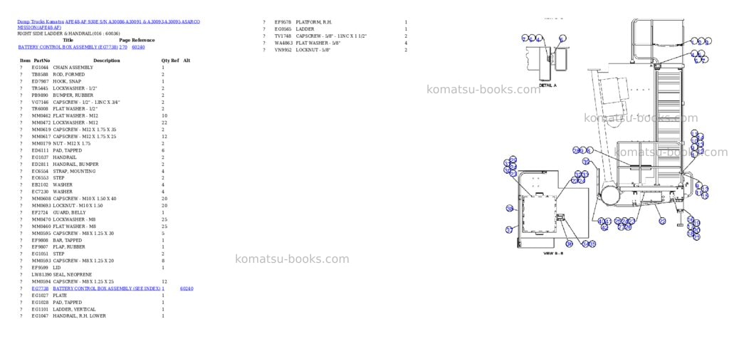 Komatsu afe48-af 930e s/n a30086-a30091 & a30093-a30095 asarco mission Parts catalog cover Page 8 Komatsu afe48-af 930e s/n a30086-a30091 & a30093-a30095 asarco mission Parts catalog cover Page 8