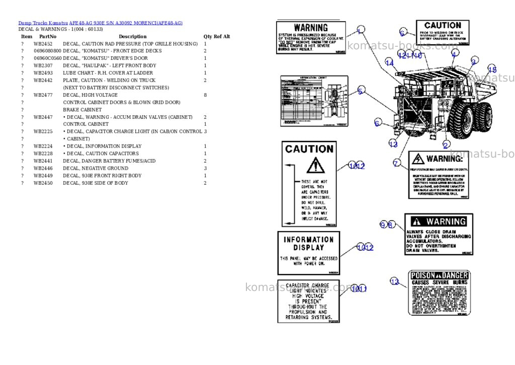 Komatsu afe48-ag 930e s/n a30092 morenci Parts catalog cover Page 2 Komatsu afe48-ag 930e s/n a30092 morenci Parts catalog cover Page 2