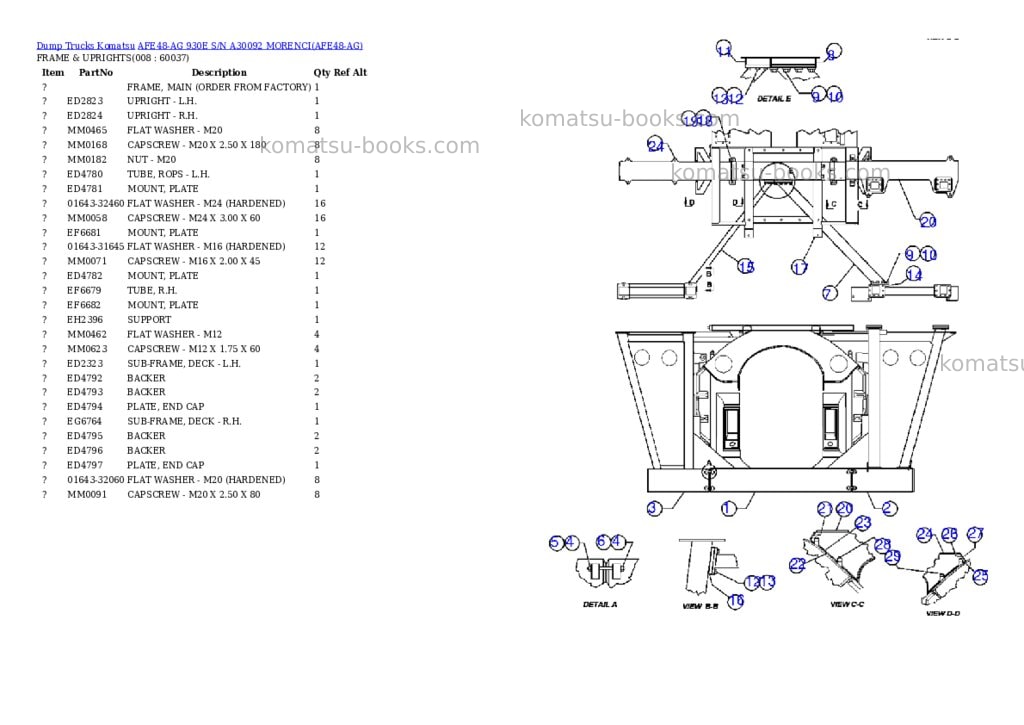 Komatsu afe48-ag 930e s/n a30092 morenci Parts catalog cover Page 4 Komatsu afe48-ag 930e s/n a30092 morenci Parts catalog cover Page 4