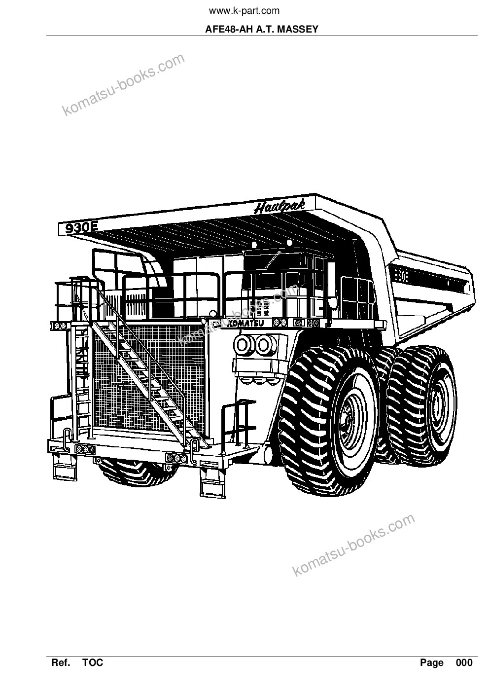 Komatsu afe48-ah 930e s/n a30103 & a30108-a30110 a.t. massey Parts catalog cover Komatsu afe48-ah 930e s/n a30103 & a30108-a30110 a.t. massey Parts catalog cover