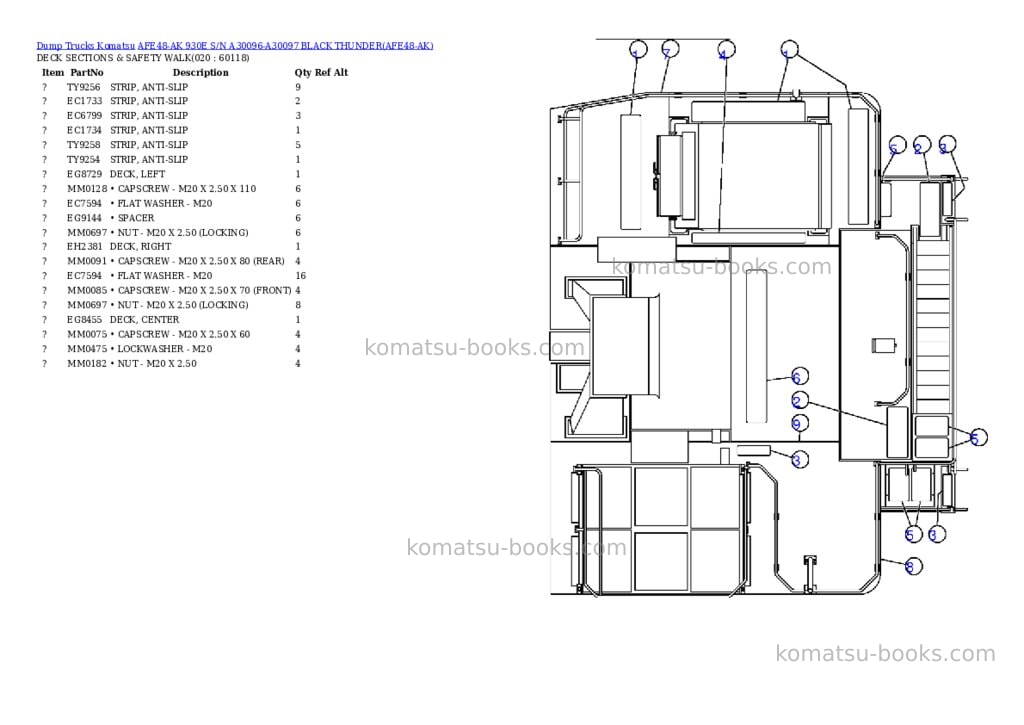 Komatsu afe48-ak 930e s/n a30096-a30097 black thunder Parts catalog cover Page 10 Komatsu afe48-ak 930e s/n a30096-a30097 black thunder Parts catalog cover Page 10