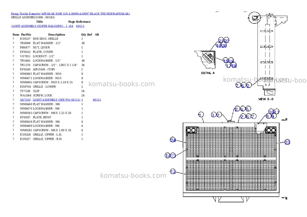 Komatsu afe48-ak 930e s/n a30096-a30097 black thunder Parts catalog cover Page 3 Komatsu afe48-ak 930e s/n a30096-a30097 black thunder Parts catalog cover Page 3
